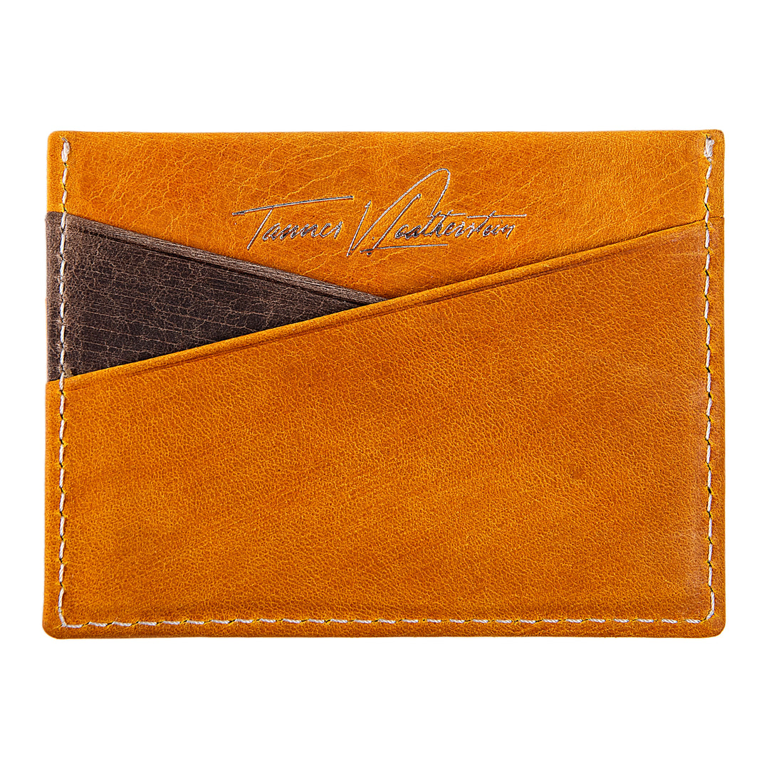 Ricky | Italian Leather Card Holder | Yellow & Brown