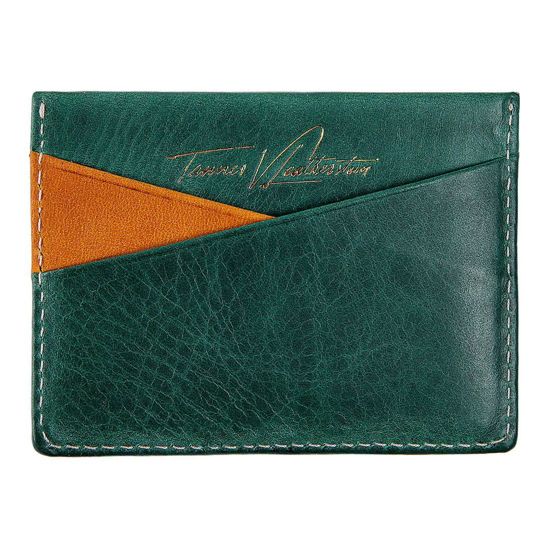 Ricky | Italian Leather Card Holder | Green & Yellow