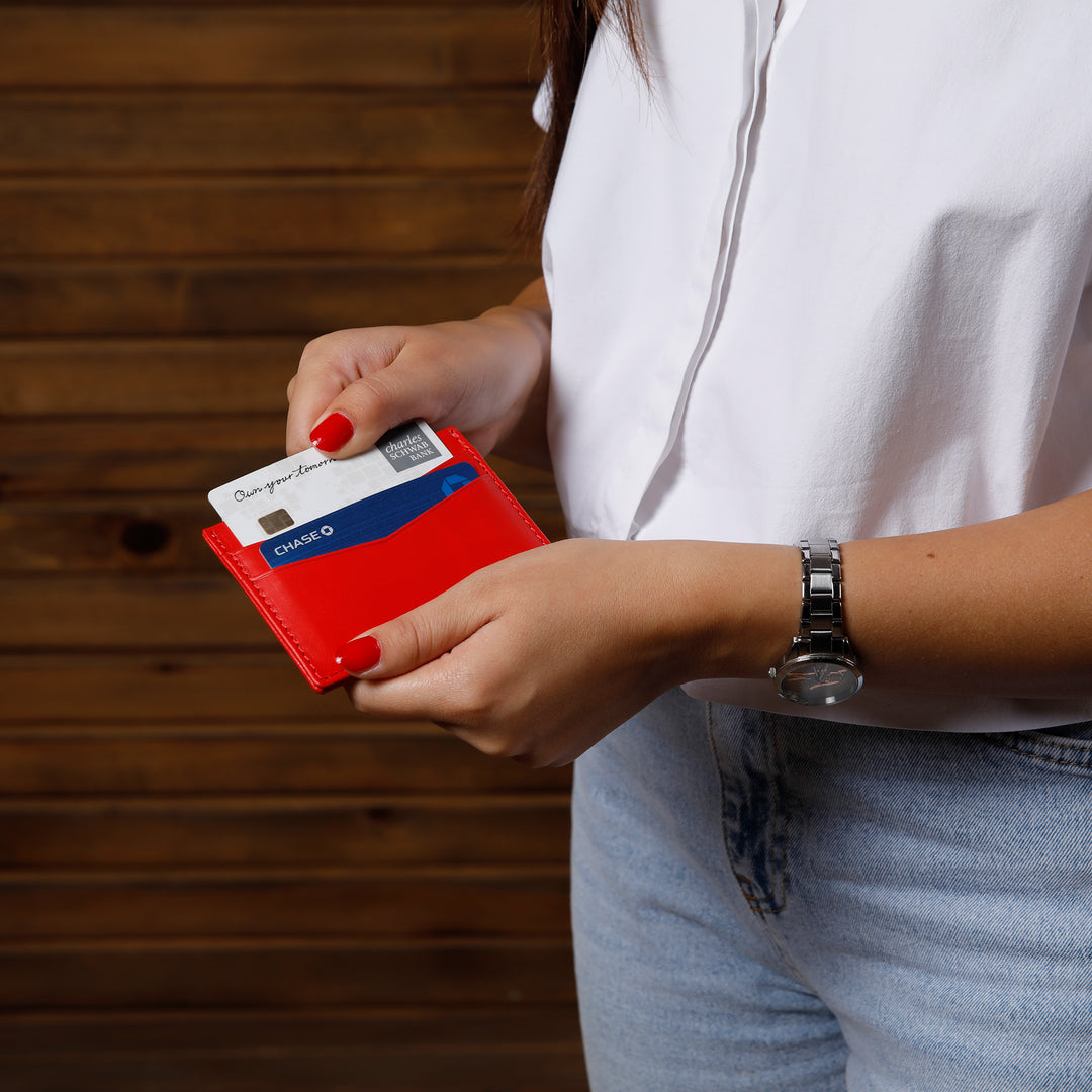 Ricky | Italian Leather Card Holder | Red