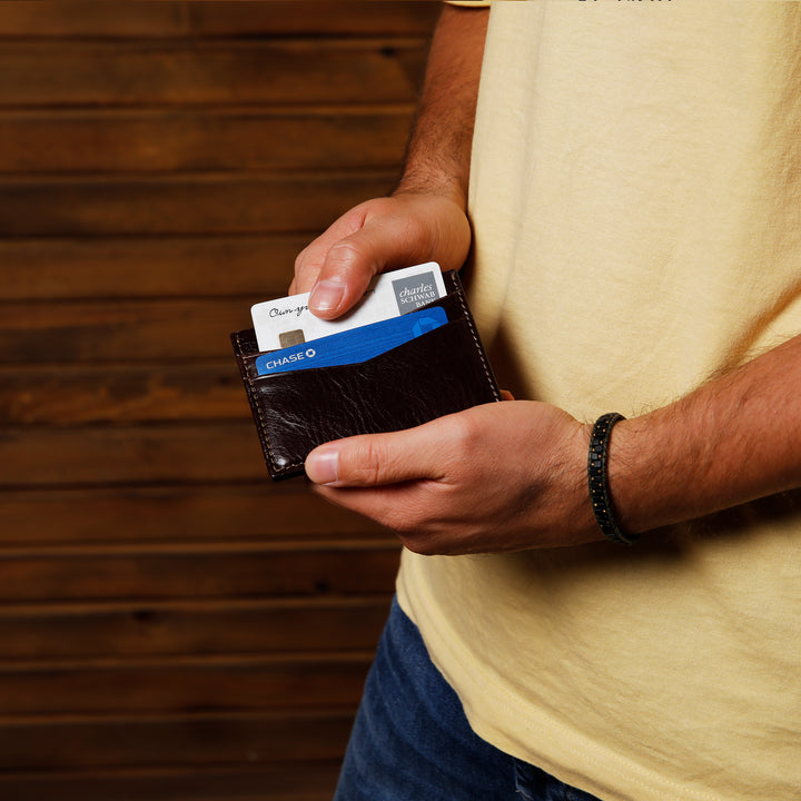 Ricky | Italian Leather Card Holder | Dark Brown