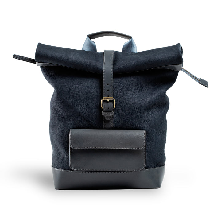 Rocky | Suede Rolltop Backpack | Blue