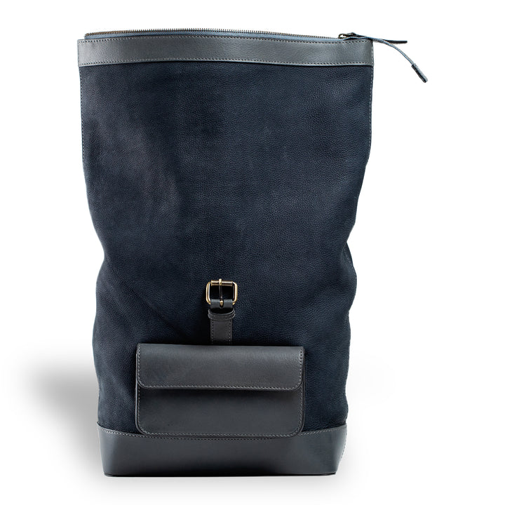 Rocky | Suede Rolltop Backpack | Blue