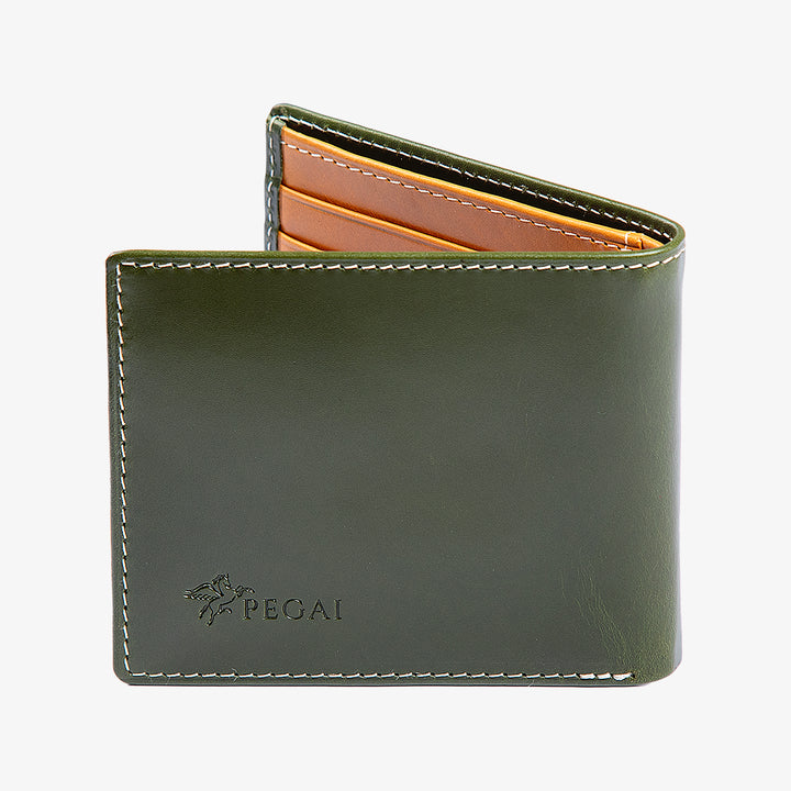 Edward | Italian Leather Wallet | Green & Brown