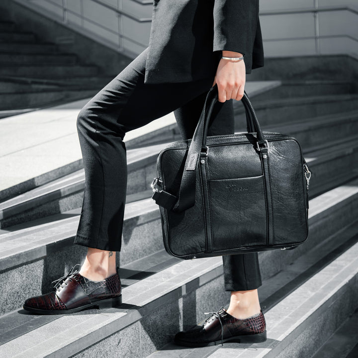 Senior | Italian Leather Briefcase | Black