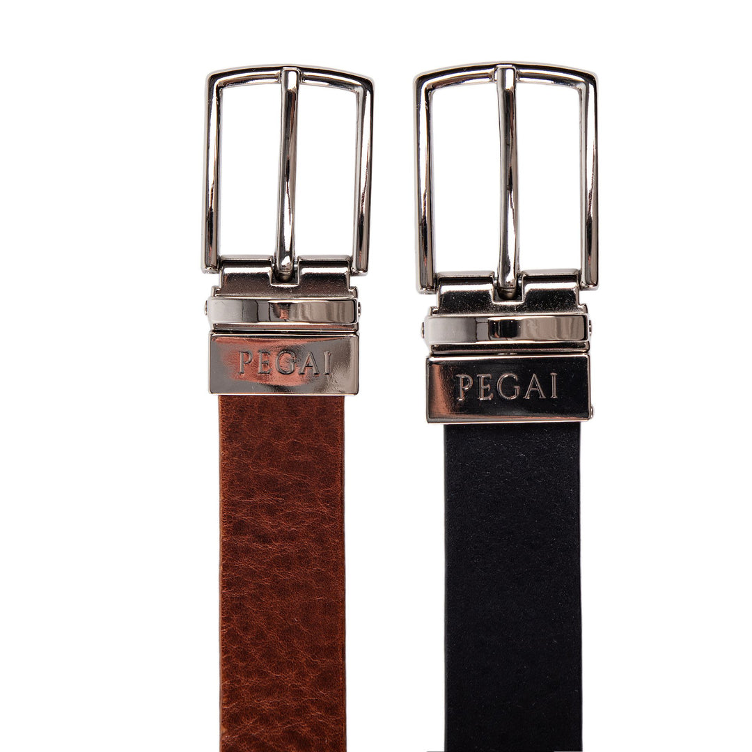 Ryan | Two-in-One Reversible Leather Belt | Black & Dark Brown