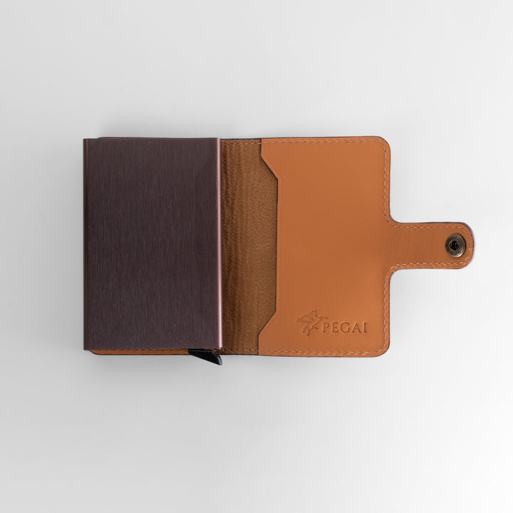 Agustine | Ostrich Leather Quick Card Access Wallet | Medallion