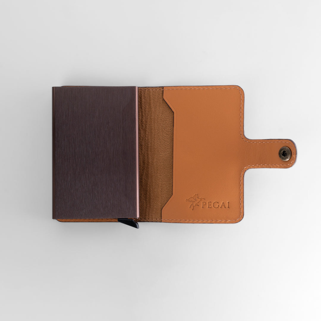 Agustine | Ostrich Leather Quick Card Access Wallet | Medallion