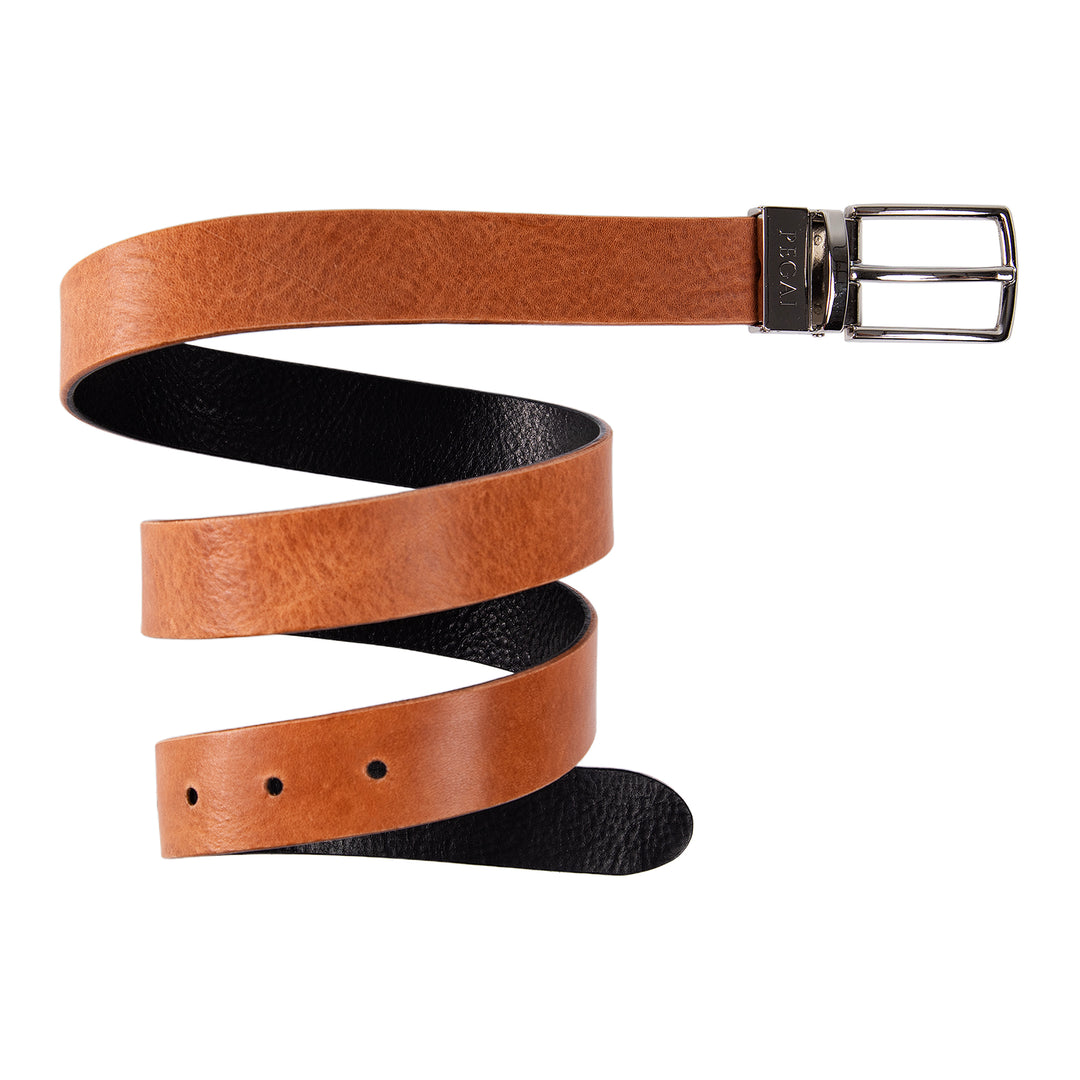 Ryan | Two-in-One Reversible Leather Belt | Black & Light Brown