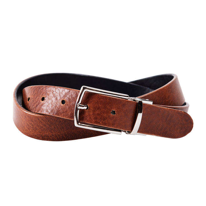 Ryan | Two-in-One Reversible Leather Belt | Black & Dark Brown