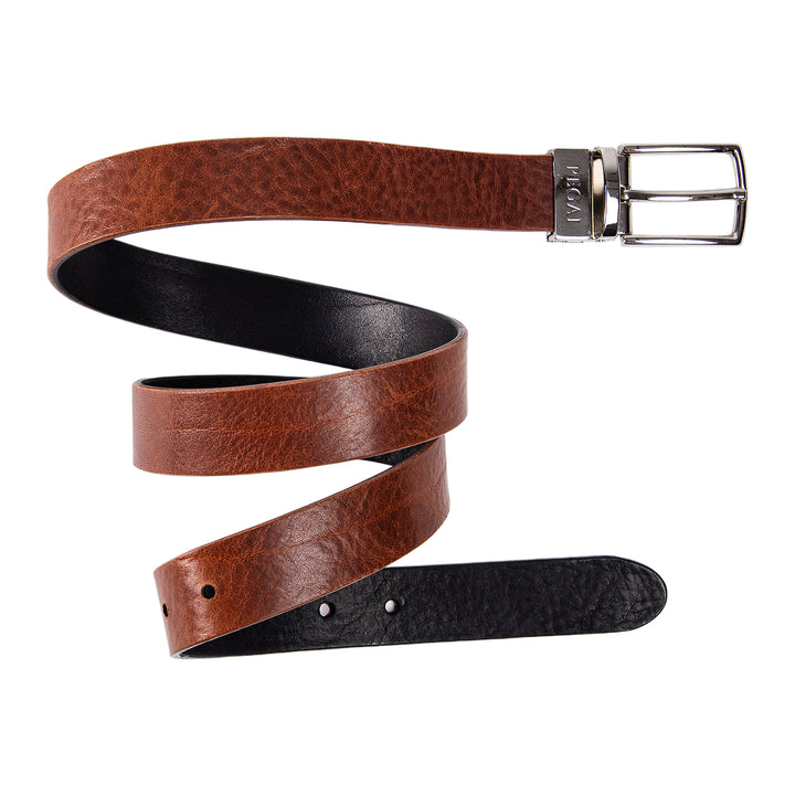 Ryan | Two-in-One Reversible Leather Belt | Black & Dark Brown