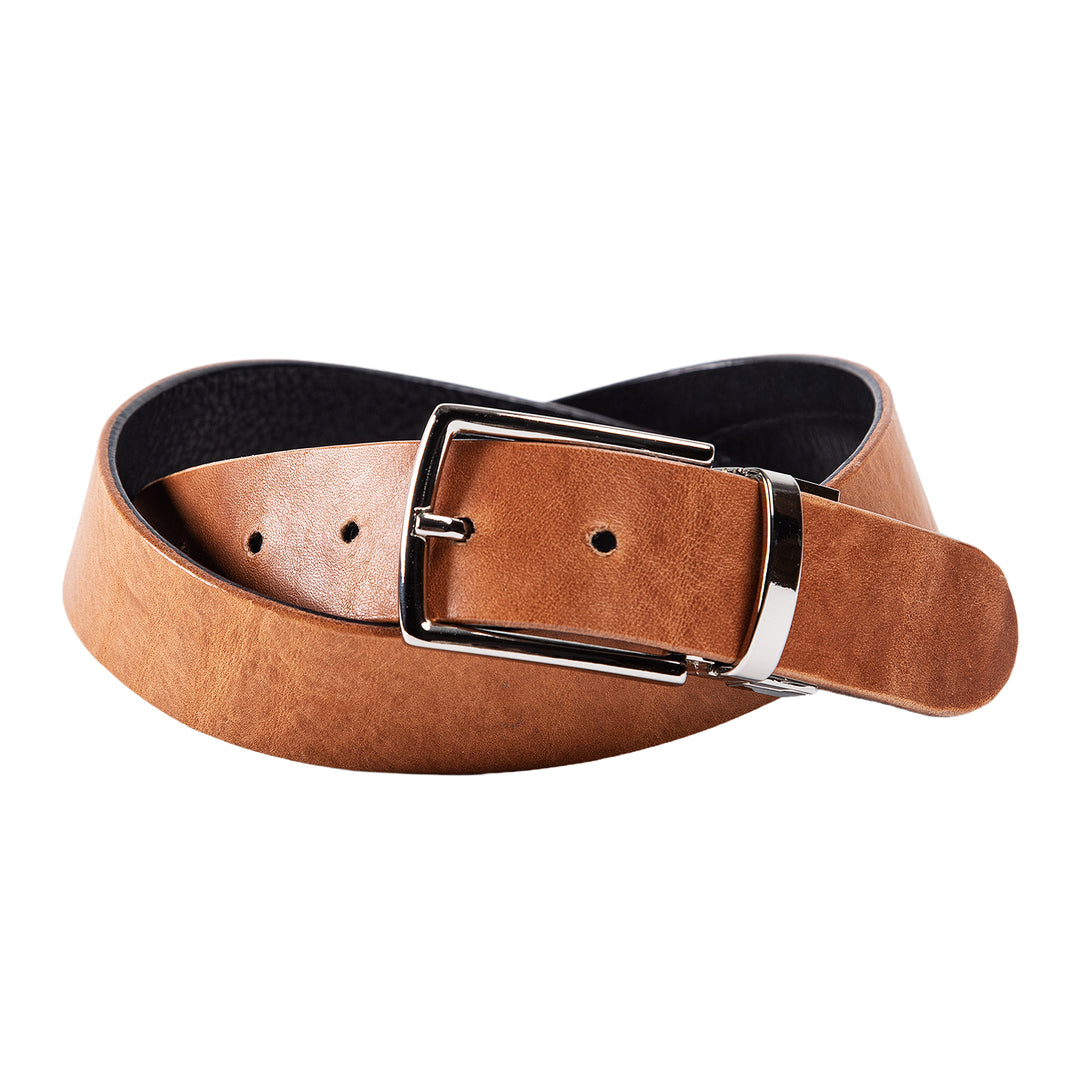 Ryan | Two-in-One Reversible Leather Belt | Black & Light Brown