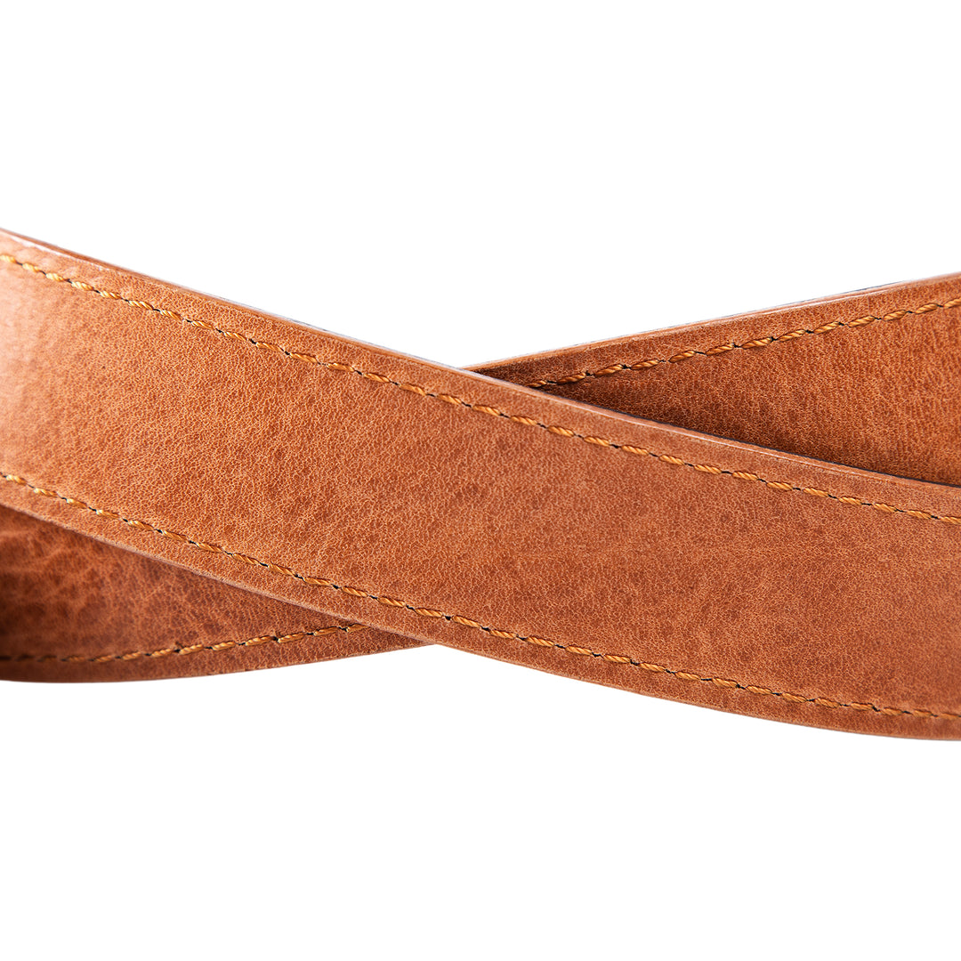 Ryan | Two-in-One Reversible Leather Belt | Stitched | Black & Light Brown