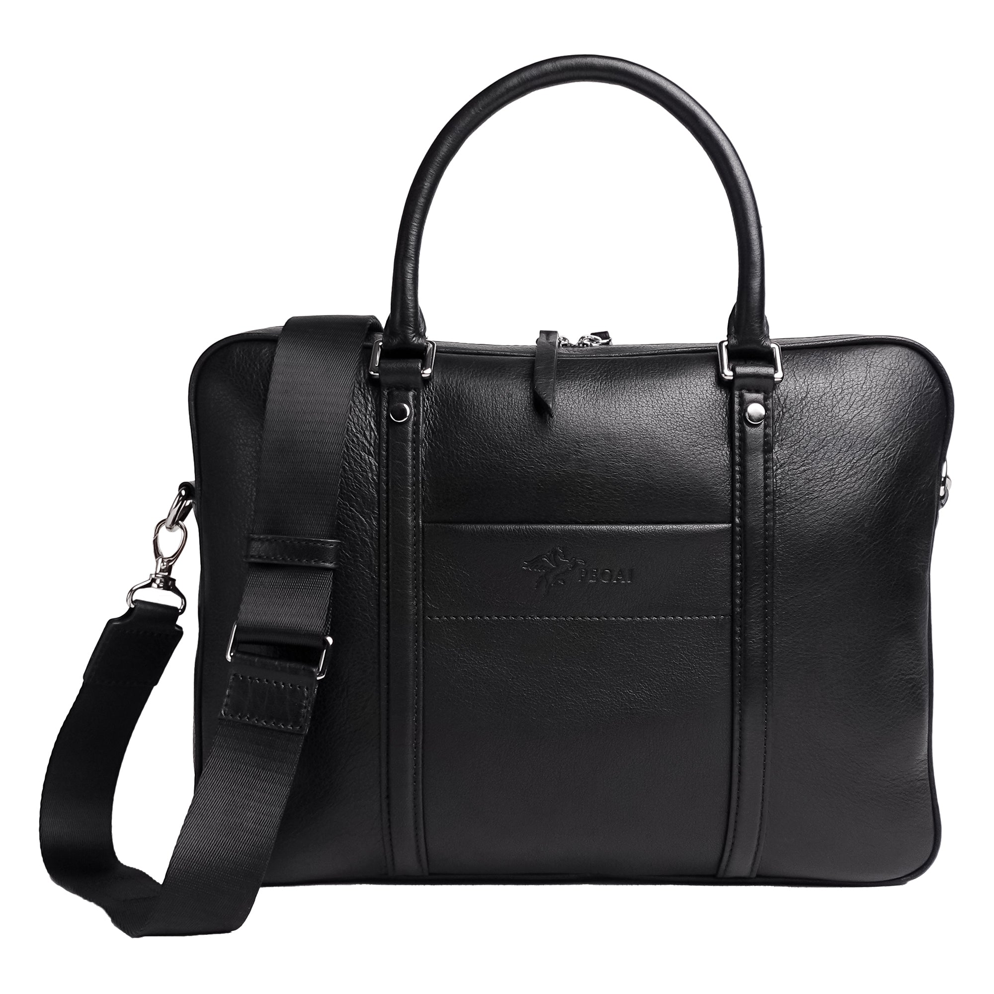 Senior | Leather Briefcase | Black – PEGAI