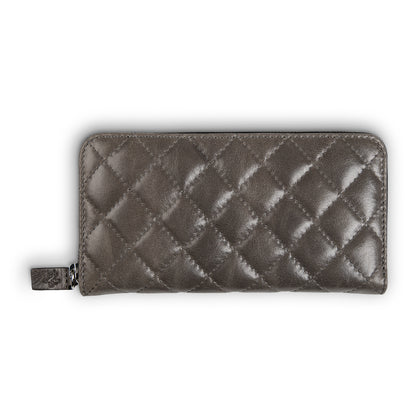 Leather Quilted Women's Wallet | Stone Grey | Sherry