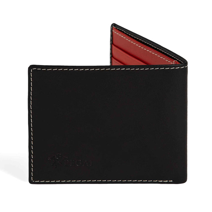 Italian Leather Wallet | Black & Red