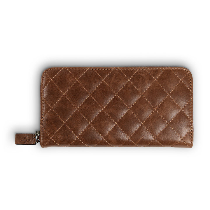 Leather Quilted Women's Wallet | Tobacco Brown | Sherry