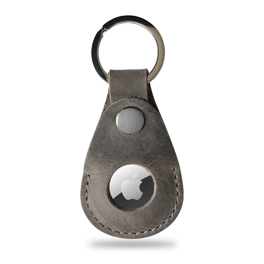 pear leather airtag holder rock gray