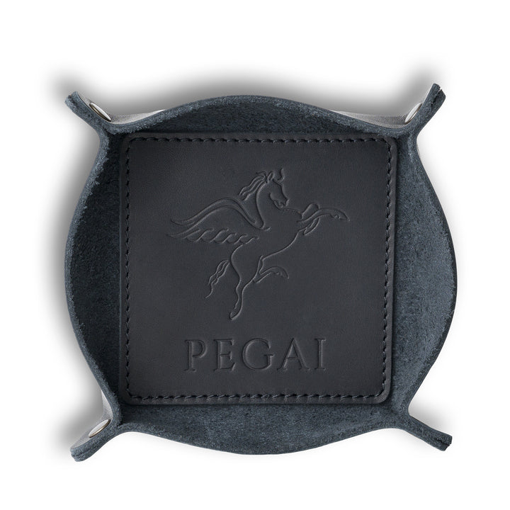 Lleather catchall tray black lane
