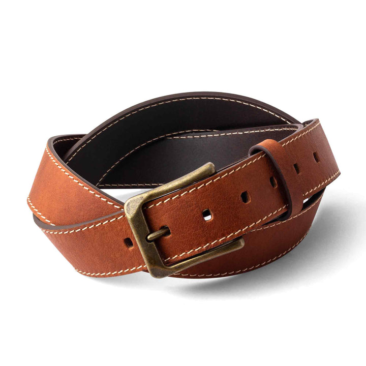 Irving | Stitched Leather Belt | Rust
