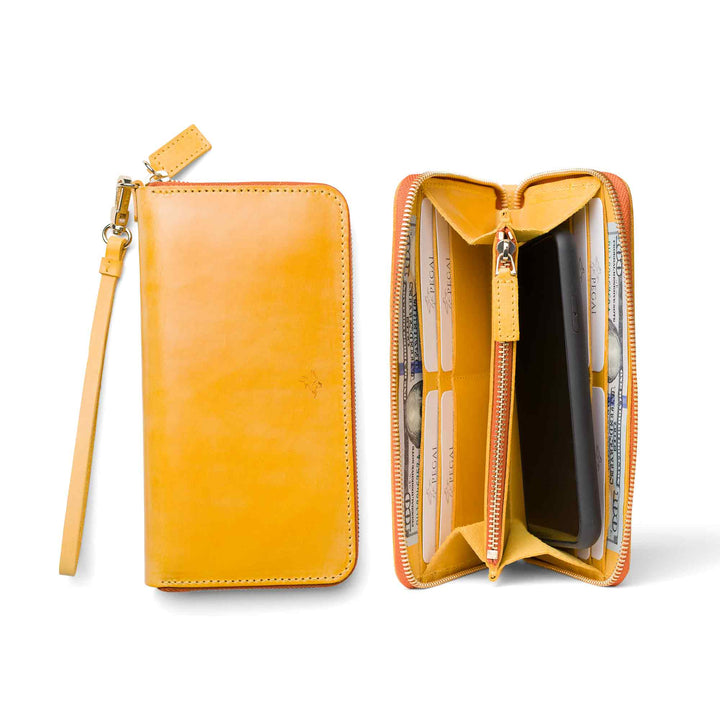 Leather Large Wallet | Yellow | Karla